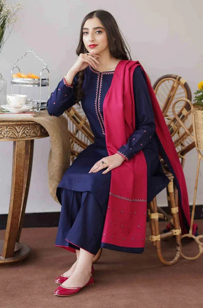 Aisling - 3PC Unstitched Dhanak Embroidered Shirt with Patti Work Dupatta and Trouser - RF1157