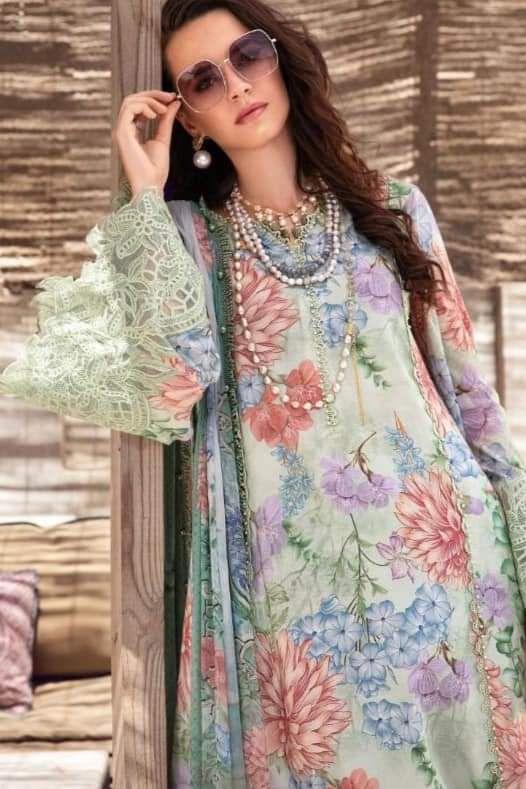 3pc unstitched digital print linen suit