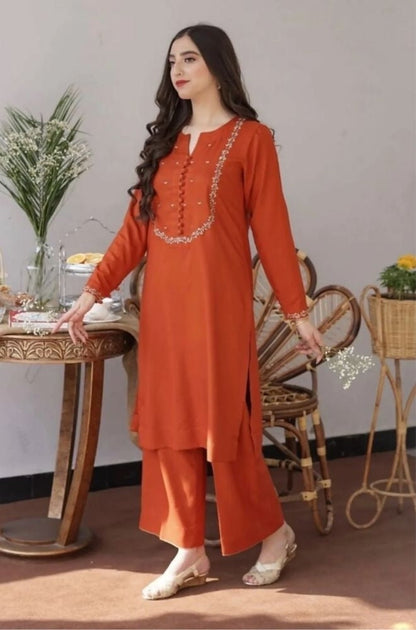 Aisling - 3PC Unstitched Dhanak Embroidered Shirt with Dhanak Shawl and Trouser - RF1147