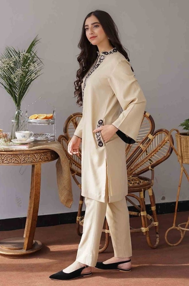 Aisling - 3PC Unstitched Dhanak Embroidered Shirt with Dhanak Patti Work Shawl and Trouser - RF1148