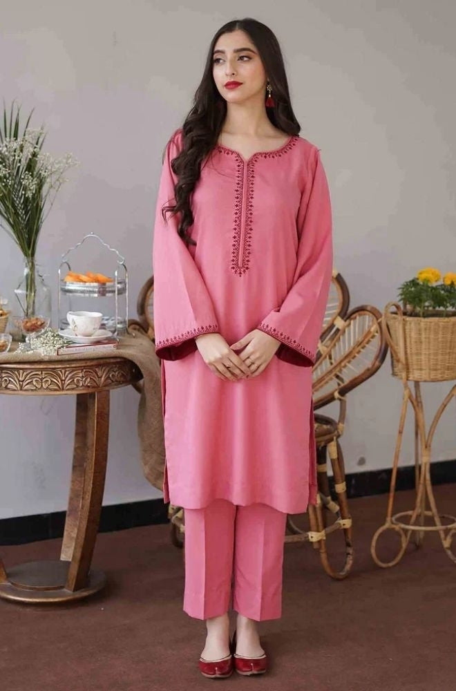 Aisling - 3PC Unstitched Dhanak Embroidered Shirt with Dhanak Embroidered Shawl and Trouser - RF1149