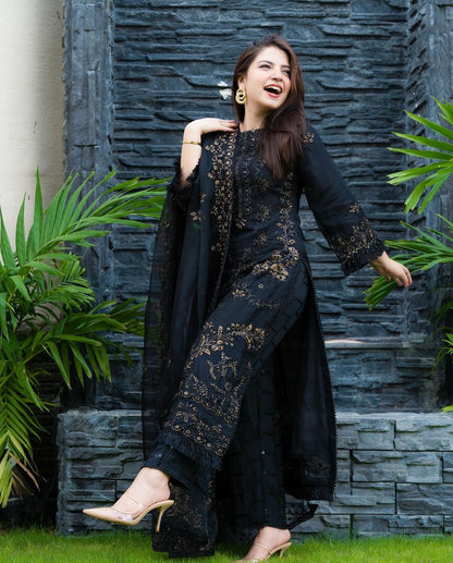 Black Dana Embroided 3PC BS-4020