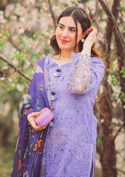 Deep Lilac Embroidered 3Pc MS-04