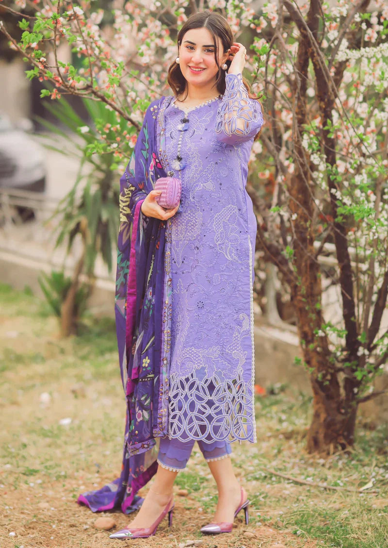 Deep Lilac Embroidered 3Pc MS-04