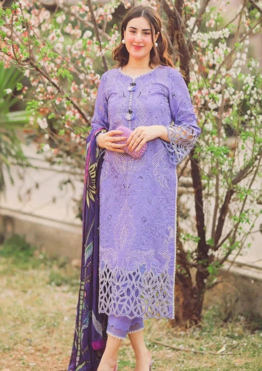 Deep Lilac Embroidered 3Pc MS-04