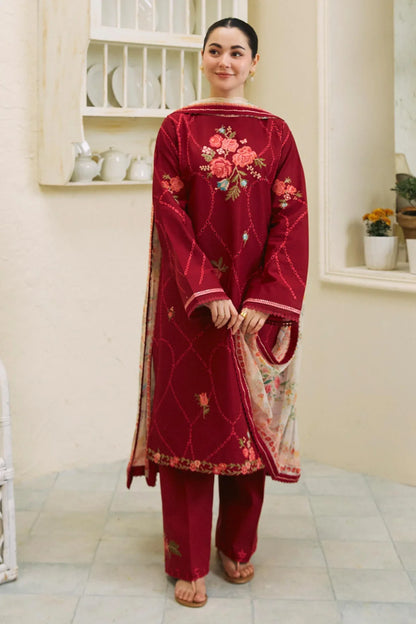 Coco Red Embroidered 3PC ZB-4007